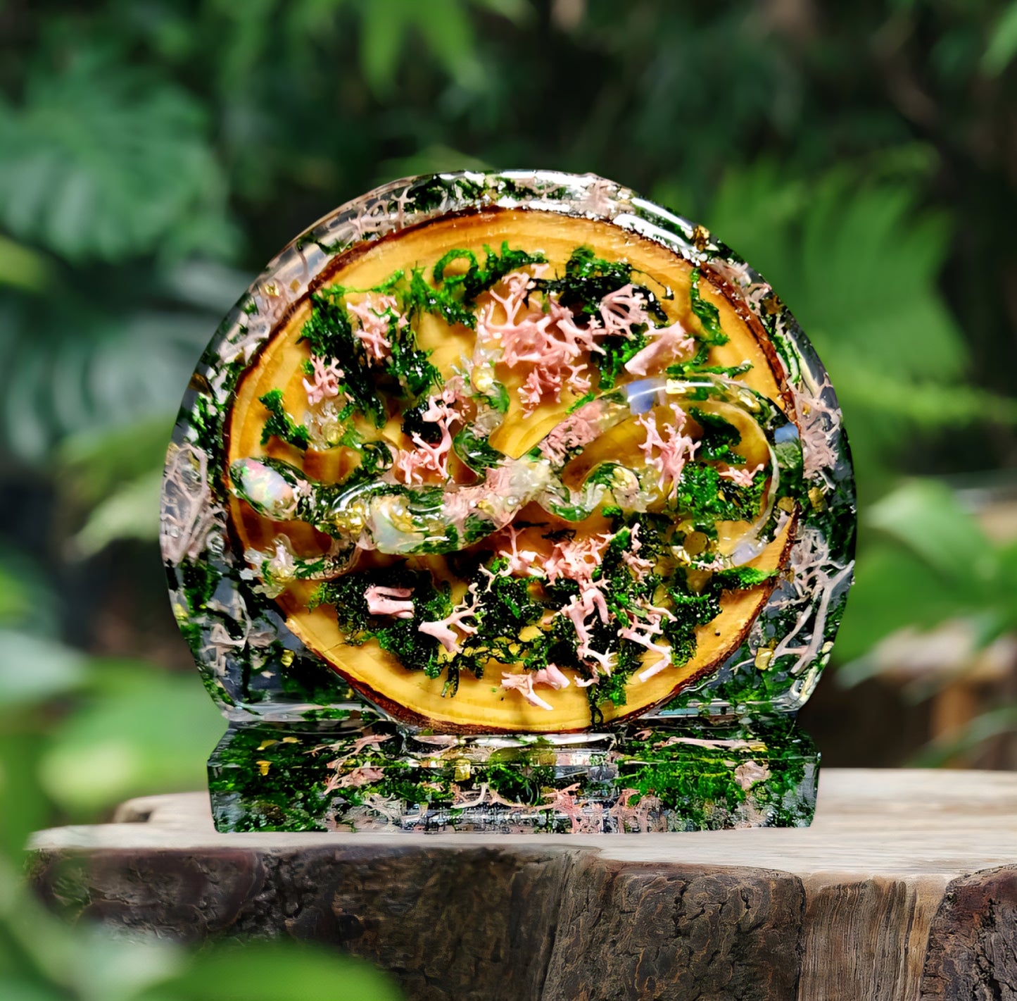 Gecko Opal Resin Art (Pink&Green Moss)